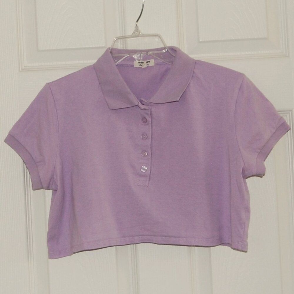 Heart & Hips Polo Crop Top, Juniors XL/Women M (Bust: 39"), 60Cotton 40Rayon